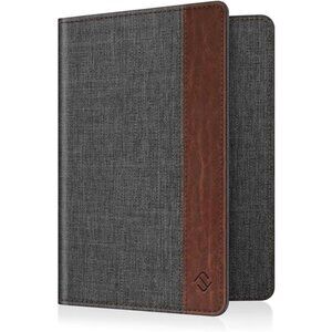 Premium Gray Fabric & Brown Trim Men’s Wallet Folio